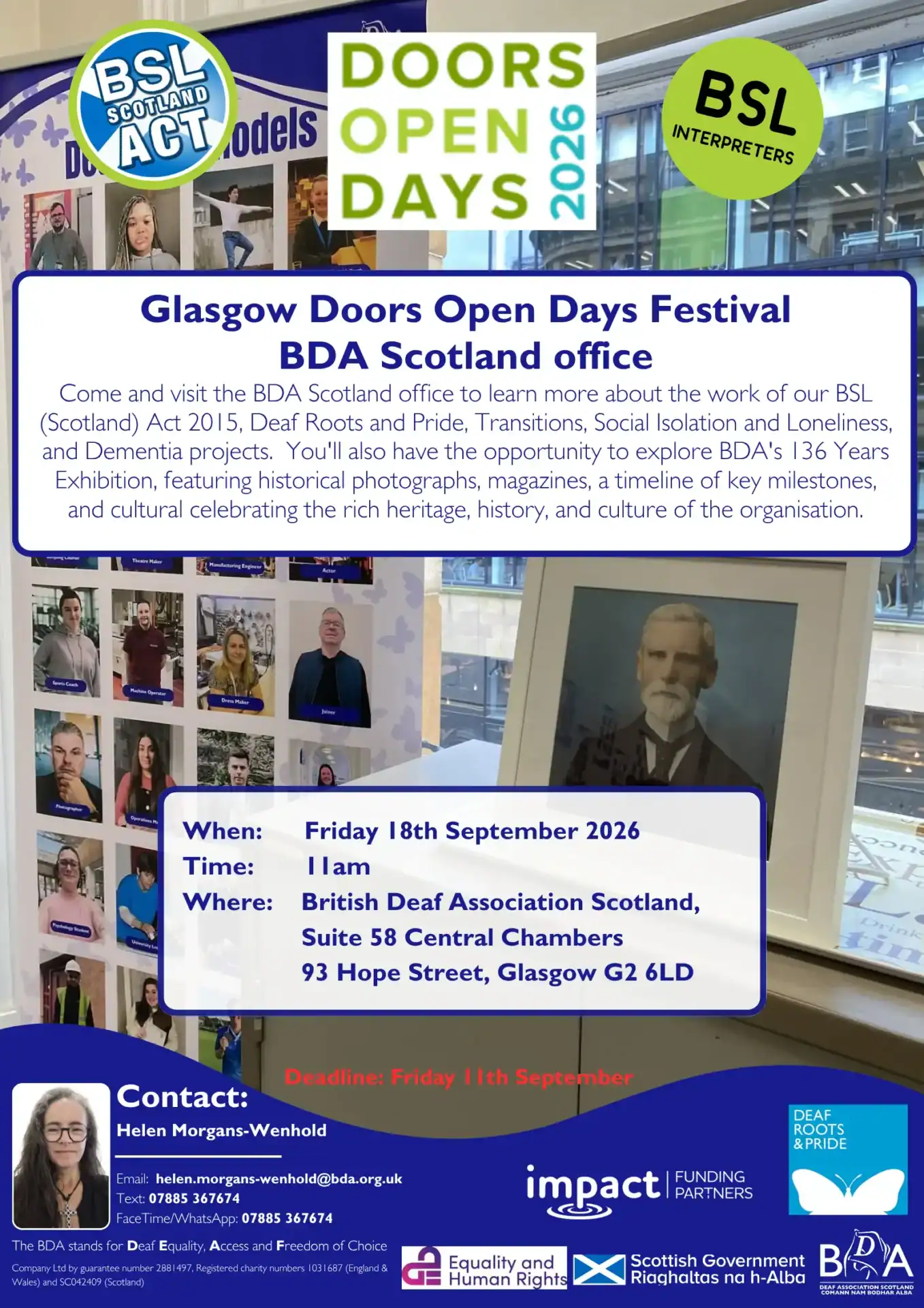 Exhibition display for BSL Scotland Act 2015 at Doors Open Day 2026.