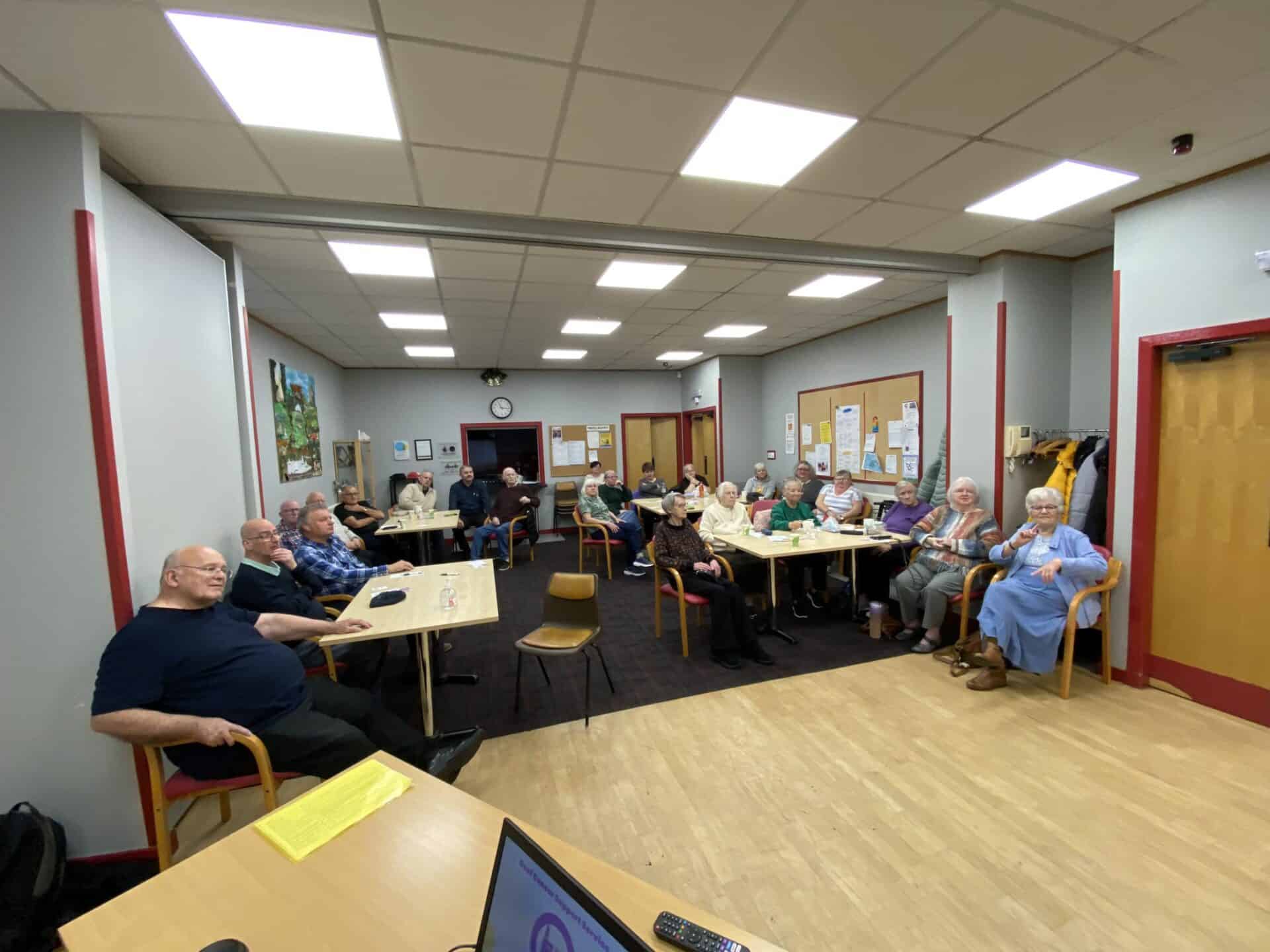 Community meeting on BSL (Scotland) Act 2015 in progress.