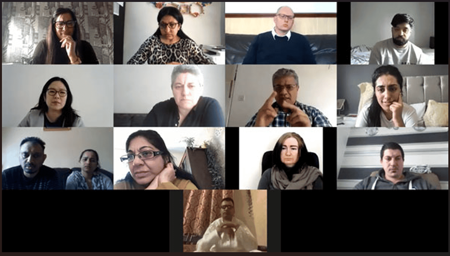 Diverse group of people in a virtual meeting discussing BSL legislation.